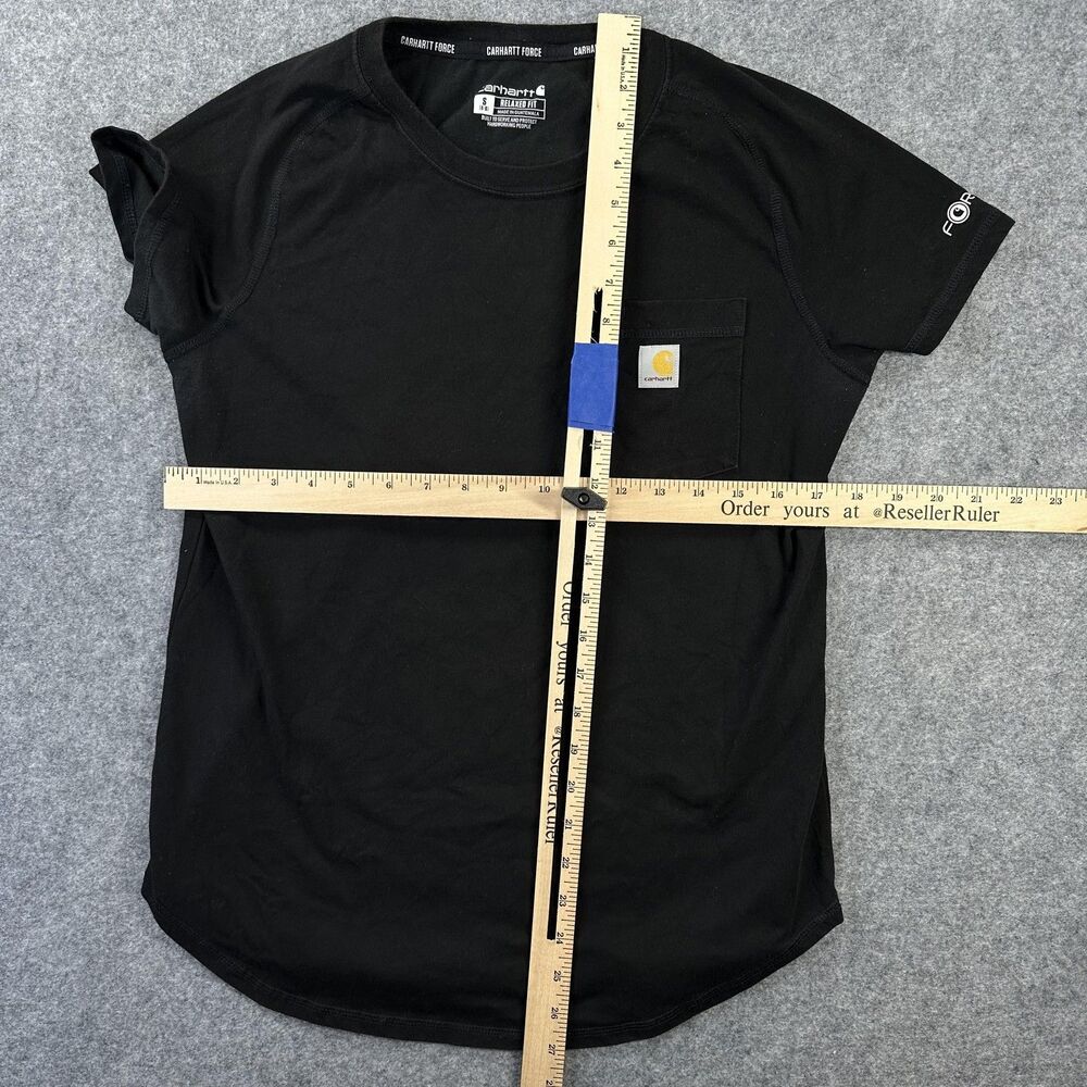 Carhartt Shirt Womens Small Black Force Pocket Logo Workwear Tee Short Sleeve - Picture 5 of 10